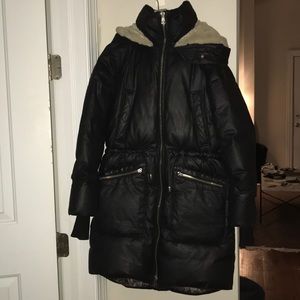 SOIA & KYO Waxed Cotton black down coat waterproof